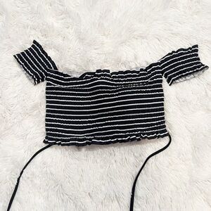 D/DD Smocked, Striped Bikini Top